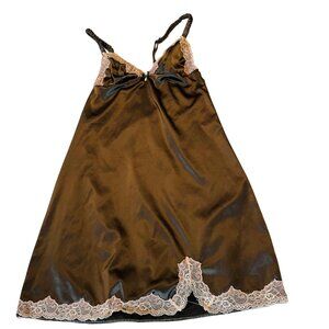 Blush Satin & Lace Chemise Nightgown Size Women’s S Small Brown & Pink Adjustabl